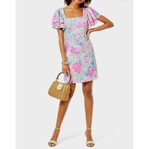 Lilly‎ Pulitzer Anniston Flutter Sleeve Dress Floral Flutter Stretch Dress - 00